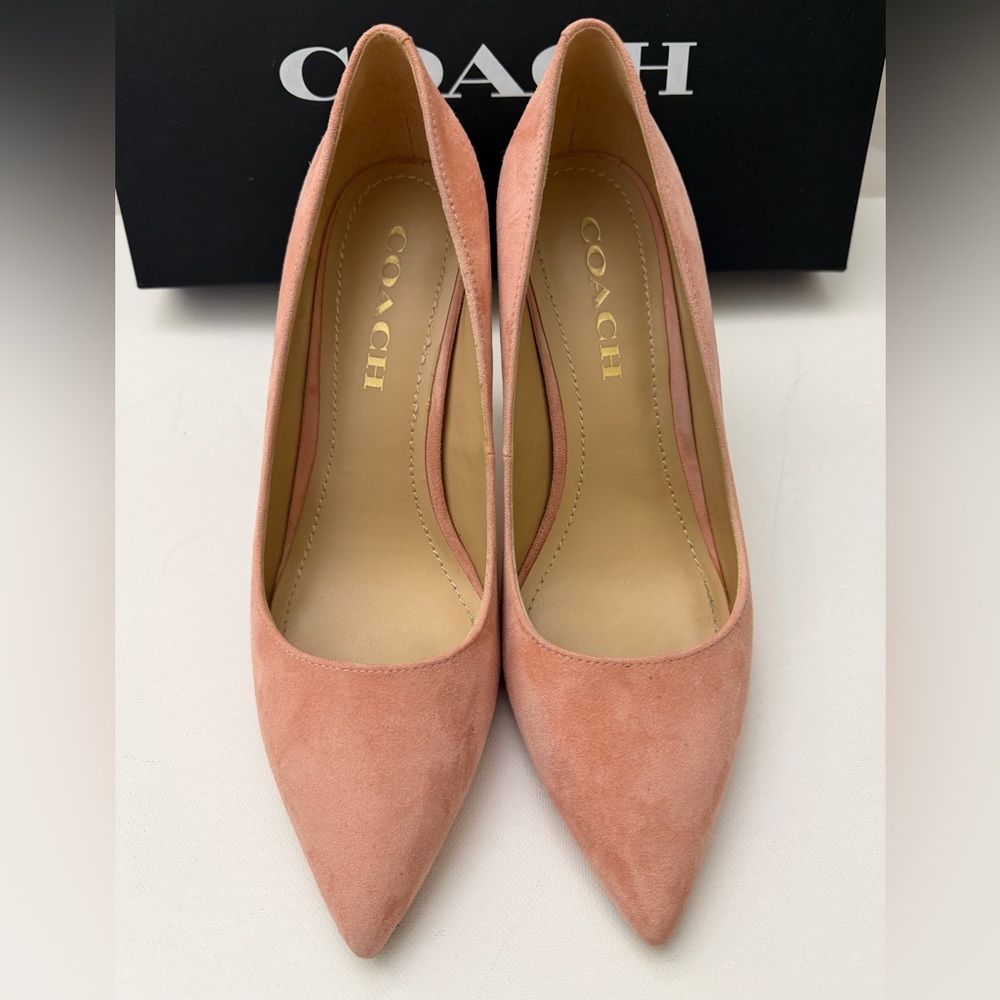 Coach Pink Suede Pointed-Toe Heels - Picture 4 of 10